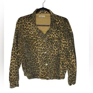 Elia Cher Leopard Print Jean Jacket